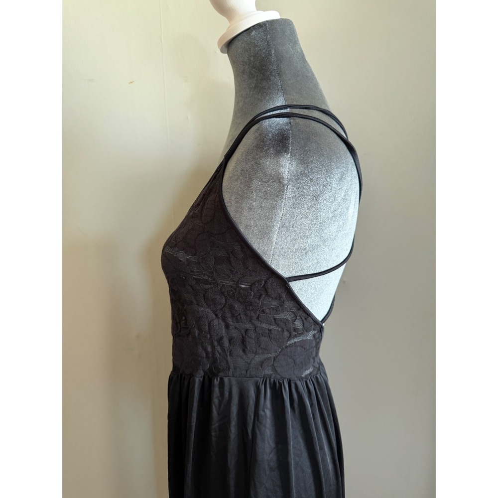 Olga Vintage Black Lace Bodice Maxi slip romantic nightgown Whimsigoth wedding L - Picture 7 of 14